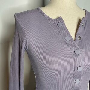 NEW Outdoor Voices Earl Grey Lavender Cozy Ribbed Cropped Cardigan Size XSmall